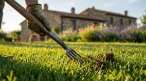 Dare una scossa al prato con la forca, un gesto dimenticato che rende il prato più verde